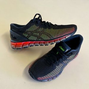 ASICS Gel Quantum 360 Knit Running Shoes Mens 7.5 Black /Red /Green Chameleon